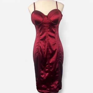 Elegant Burgundy Satin Dress